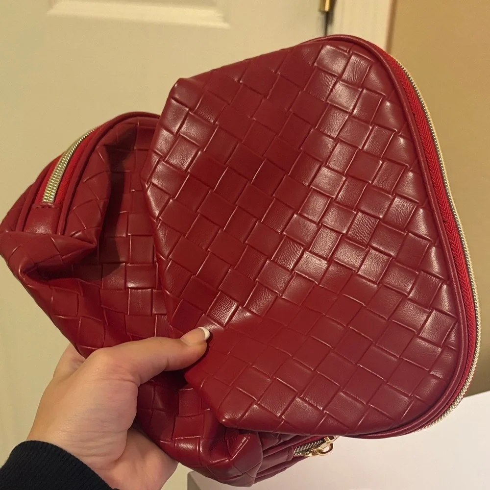 NEW Set Of 2 Lancôme Paris Red Makeup / Toiletry Bag